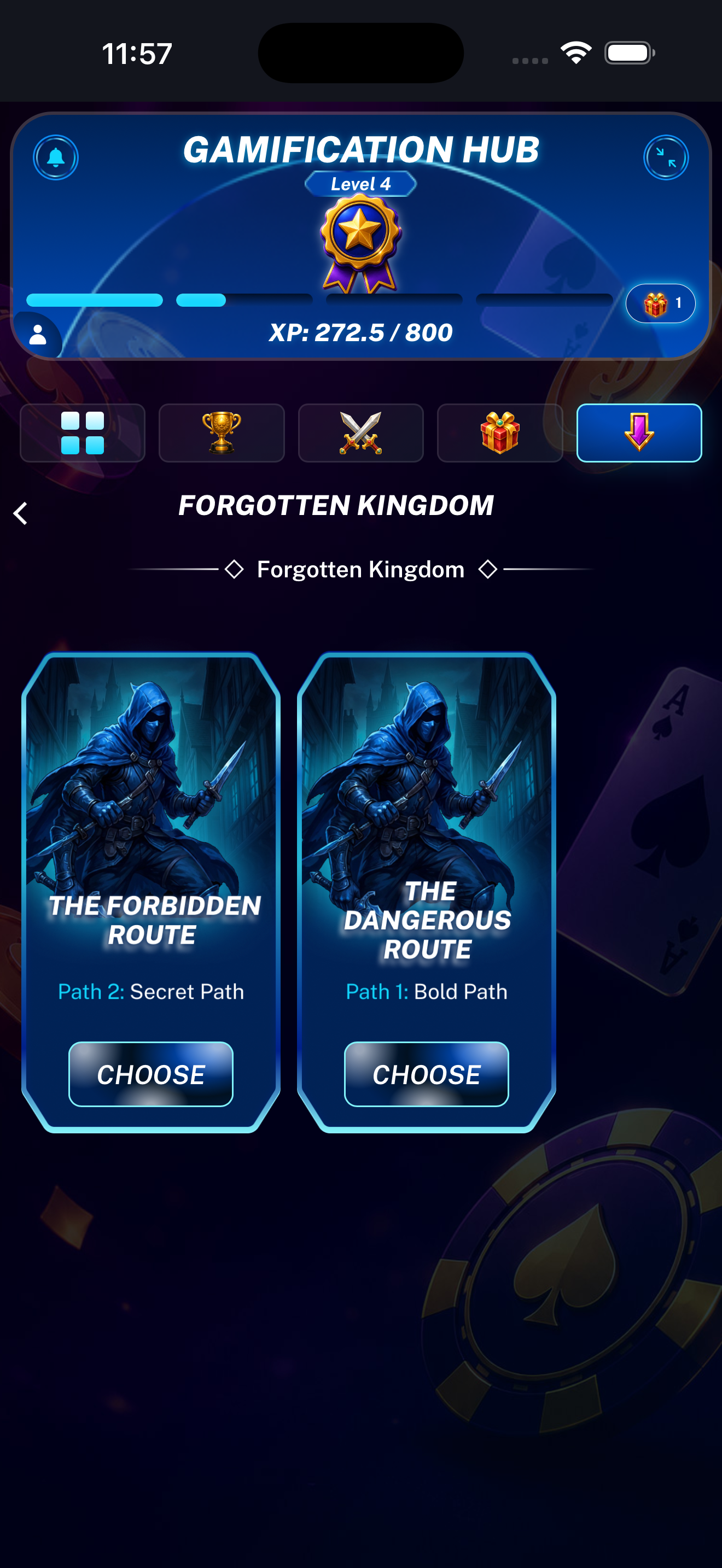 Additional Journey path choice displayed on a mobile phone